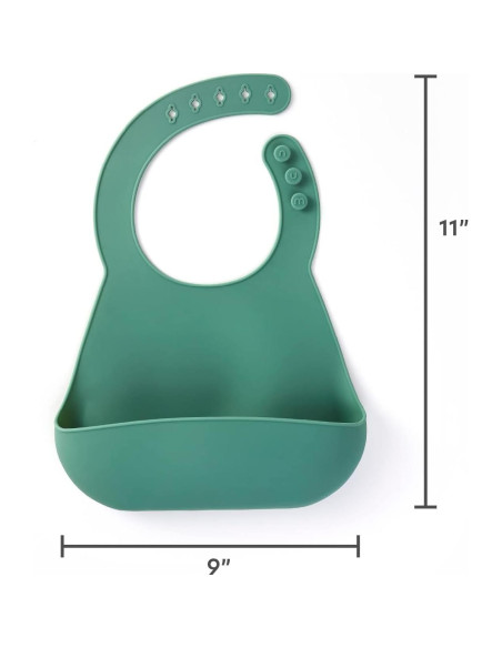 Babero de Silicona NumNum Verde Glaciar para Bebés 6-36 meses