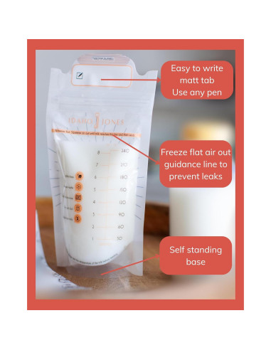 Bolsas de Almacenamiento de Leche Materna Idaho Jones - 60 Unidades, 226.8 Gramos