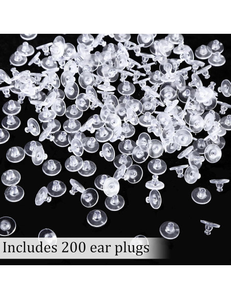 200 Respaldo de Pendientes Outus Transparentes 10mm Goma