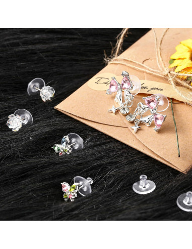 200 Respaldo de Pendientes Outus Transparentes 10mm Goma