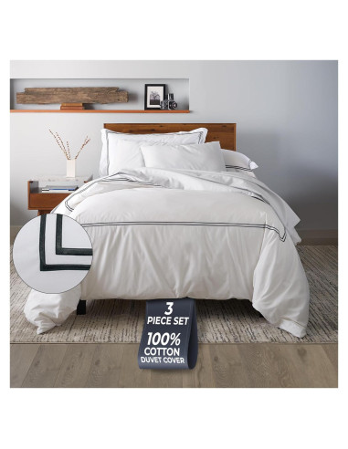 Funda de Edredón Ella Jayne Twin XL 100% Algodón Negro 3 Piezas