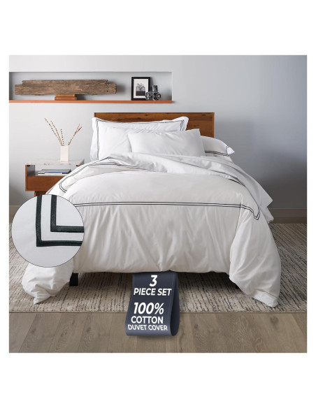 Funda de Edredón Ella Jayne Twin XL 100% Algodón Negro 3 Piezas