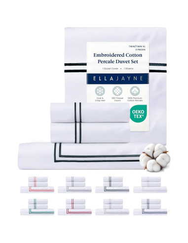 Funda de Edredón Ella Jayne Twin XL 100% Algodón Negro 3 Piezas