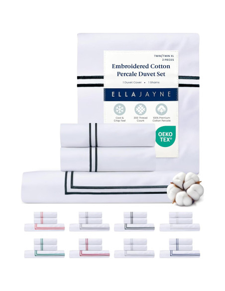 Funda de Edredón Ella Jayne Twin XL 100% Algodón Negro 3 Piezas