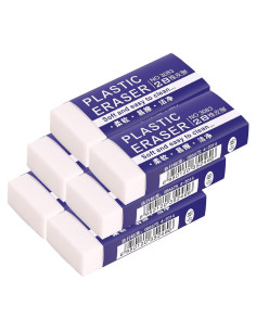 Paquete de 6 Gomas de Borrar Pocurhi Blancas Rectangulares