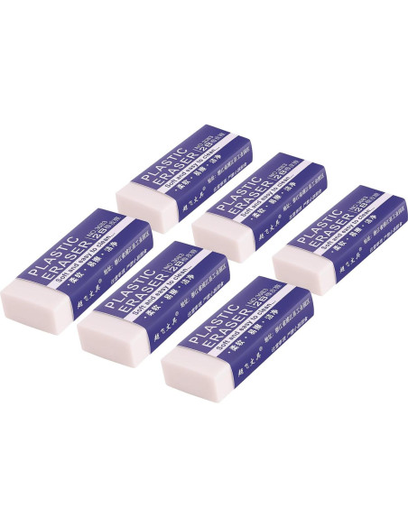 Paquete de 6 Gomas de Borrar Pocurhi Blancas Rectangulares