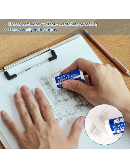 Paquete de 6 Gomas de Borrar Pocurhi Blancas Rectangulares