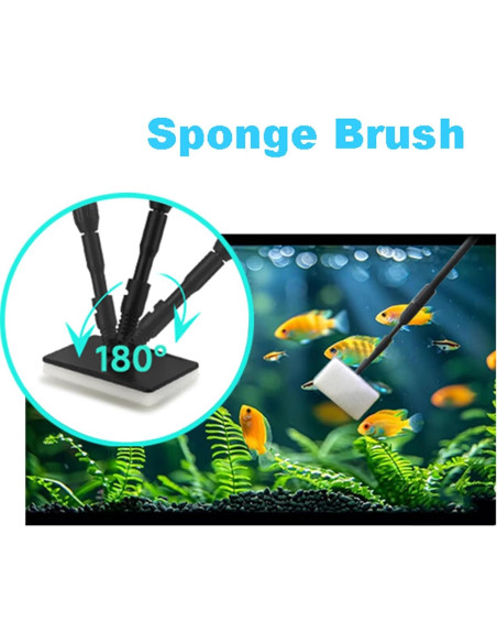 Kit de limpieza de acuarios Carefree Fish 4EN1 fibra carbono