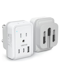 Adaptador de Enchufe Tipo M VINTAR con 2 Salidas CA y 3 USB