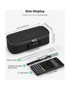 Estuche de Lápices Zannaki Negro con Cerradura y 3 Compartimentos 2