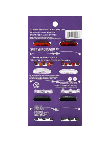 Clips de Garra Goody Classic - 6 Piezas, Medianos, Colores Variados