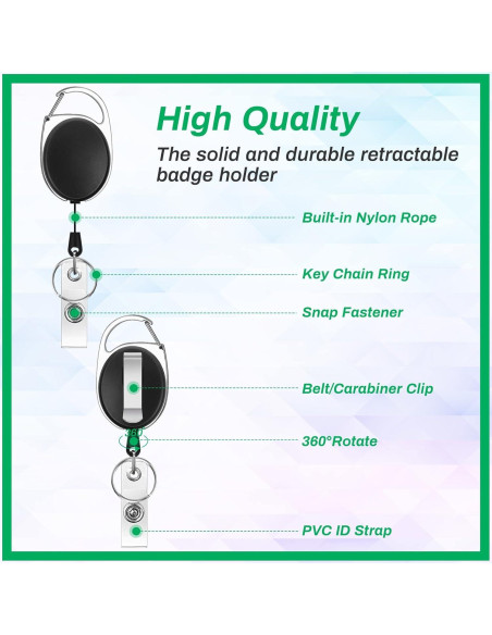 30 Sujetadores de Identificación Retráctiles Selizo Negro