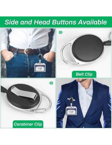 30 Sujetadores de Identificación Retráctiles Selizo Negro