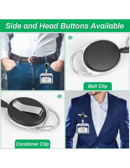 30 Sujetadores de Identificación Retráctiles Selizo Negro