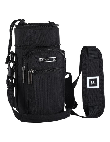 Porta Botellas IRON FLASK con Correa Ajustable y Bolsillos