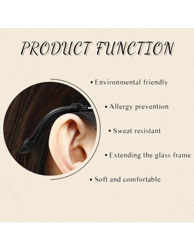 12 Pares Almohadillas de Silicona Frienda para Gafas - Negro