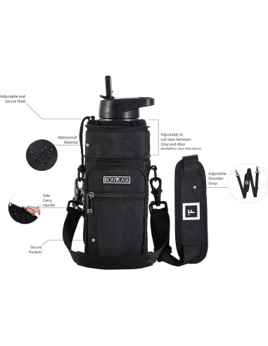 Porta Botellas IRON FLASK con Correa Ajustable y Bolsillos