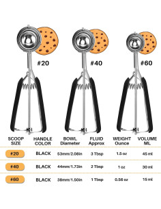 Set de 3 cucharas para galletas JUNADAEL, acero inoxidable, negro 2