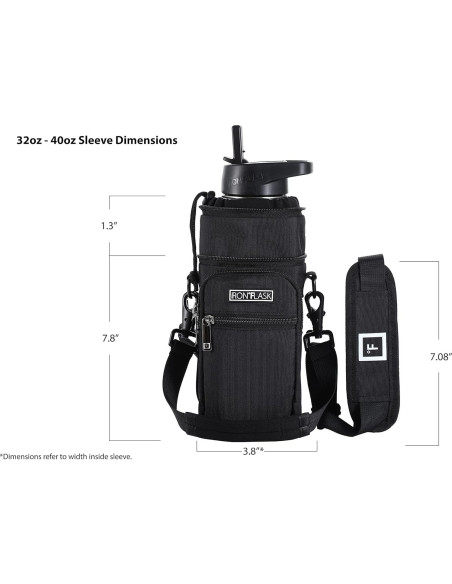 Porta Botellas IRON FLASK con Correa Ajustable y Bolsillos