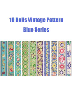 Conjunto de Cinta Washi Vintage Baijixin 10 Rollos Floral 15mm 2