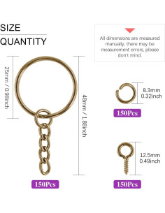 Kit 450 Piezas Anillos de Llave Swpeet 25mm con Cadena 2