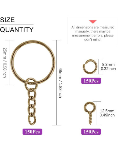 Kit 450 Piezas Anillos de Llave Swpeet 25mm con Cadena