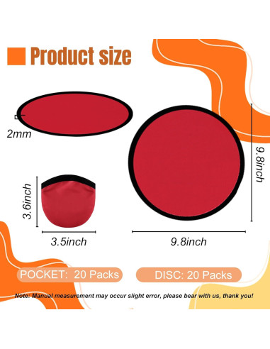 20PCS Ventiladores de Disco Volador Plegables YEAHACLUB Burdeos