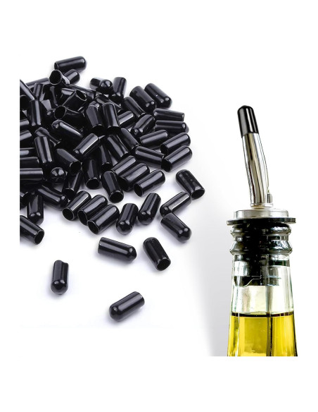 100 Pcs Cubiertas para Vertedores de Licor y Aceite - Goma Negra