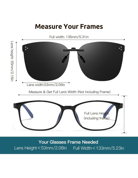 Gafas de Sol Clip On VIEWBETTER Polarizadas UV Gris