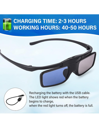 Gafas 3D RF recargables Cocar CZDZ-YH-3D-RF-1, Paquete de 2