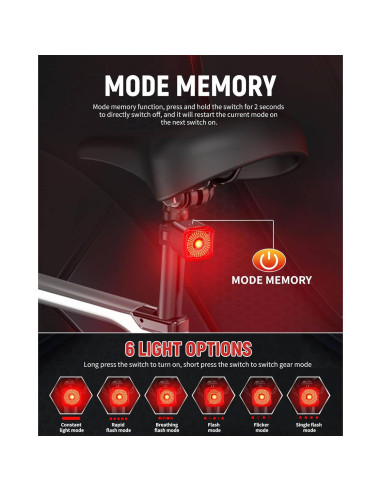 Luz Trasera de Bicicleta DARKBEAM T25 LED Recargable USB-C