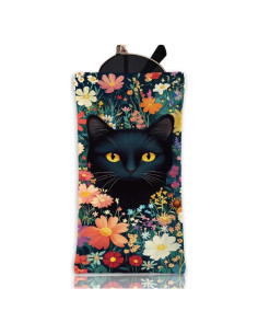 Estuche de Gafas GLOBLELAND Gato Negro 18cm PU Impermeable