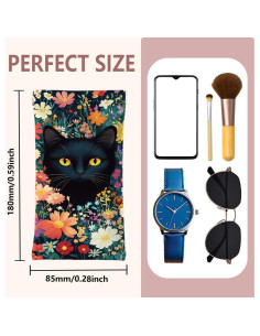 Estuche de Gafas GLOBLELAND Gato Negro 18cm PU Impermeable 2