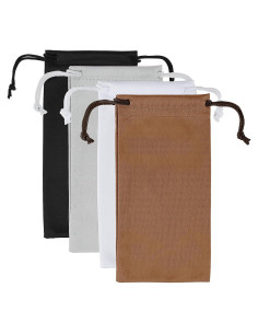 4 Fundas de Gafas Microfibra con Cierre de Cuerda - Colores Variados