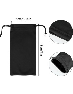 4 Fundas de Gafas Microfibra con Cierre de Cuerda - Colores Variados 2