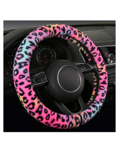 Cubierta de Volante Esponjosa HEHA 15 Pulgadas Leopardo Roja