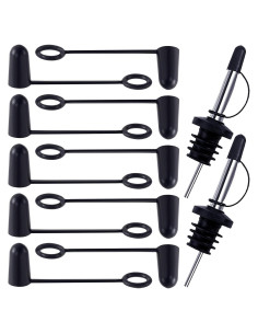 12 Tapas de Vertido de Licor Isslly Negras Reutilizables