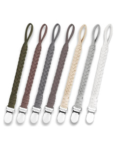 7 Clips de Chupete Trenzados Duludulu Unisex 100% Algodón