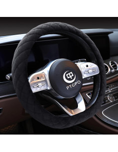 Funda de Volante PTCPO Velvet Universal Antideslizante Negro 2