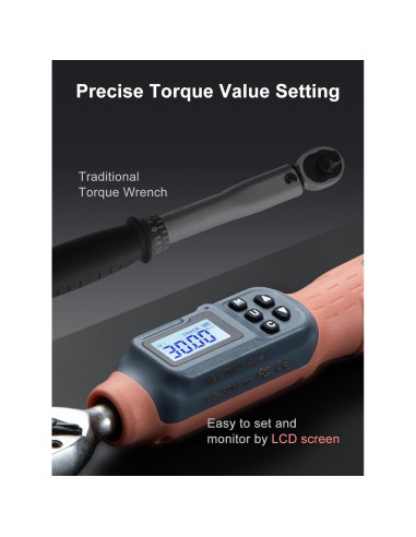 Llave de Torque Digital GROWNEER 1/4'' 1.5-30 Nm con Accesorios