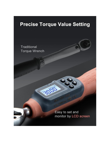 Llave de Torque Digital GROWNEER 1/4'' 1.5-30 Nm con Accesorios