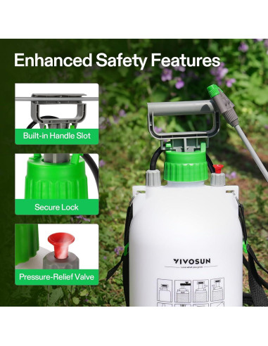 Pulverizador de Bomba VIVOSUN 4L con 3 Boquillas y Correa