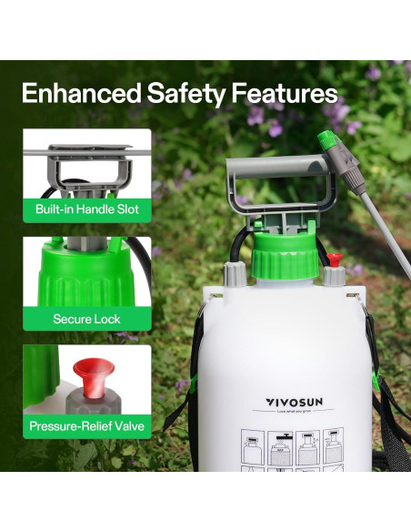 Pulverizador de Bomba VIVOSUN 4L con 3 Boquillas y Correa