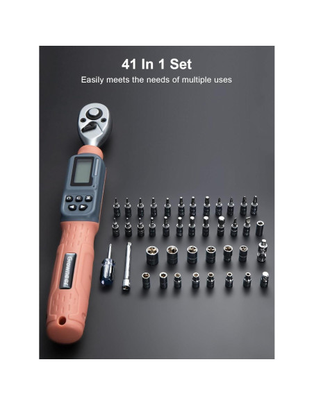 Llave de Torque Digital GROWNEER 1/4'' 1.5-30 Nm con Accesorios