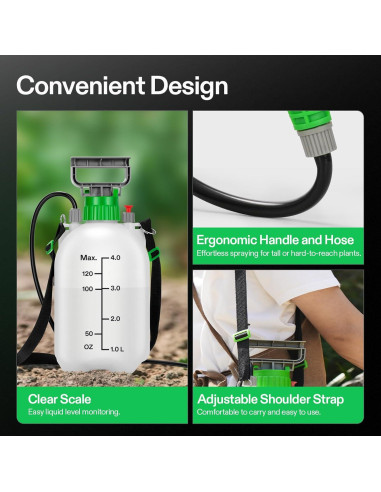 Pulverizador de Bomba VIVOSUN 4L con 3 Boquillas y Correa