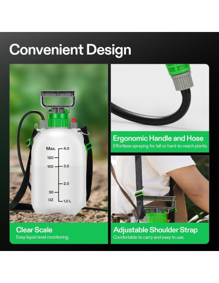 Pulverizador de Bomba VIVOSUN 4L con 3 Boquillas y Correa