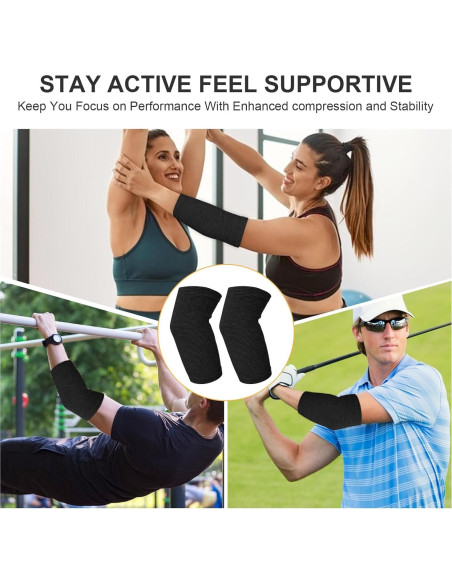 2 Pares Soporte de Codo AOZUO Compresión Transpirable Negro