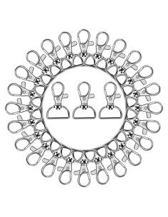 50 Ganchos Giratorios de Lanyard AUGSUN 19mm Plata