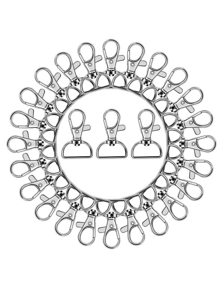 50 Ganchos Giratorios de Lanyard AUGSUN 19mm Plata