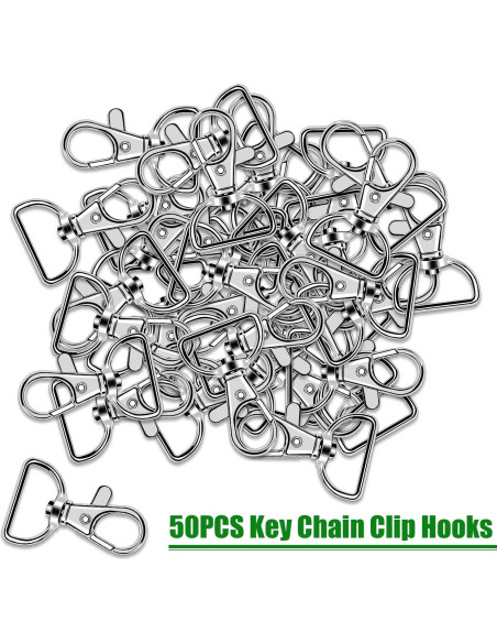 50 Ganchos Giratorios de Lanyard AUGSUN 19mm Plata